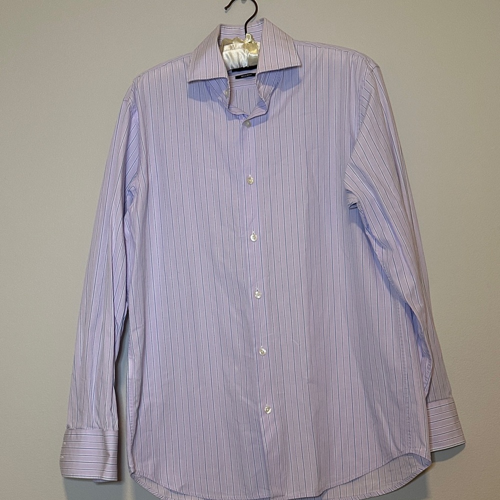Hugo Boss Light Purple Striped Dress Shirt 100% Cotton.